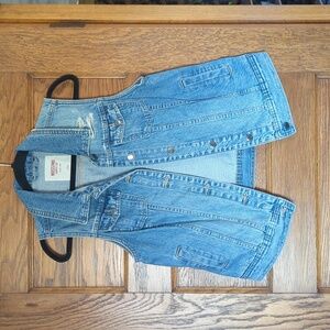Mossimo Supply Co. Denim Distressed Jean Vest Size Women's L